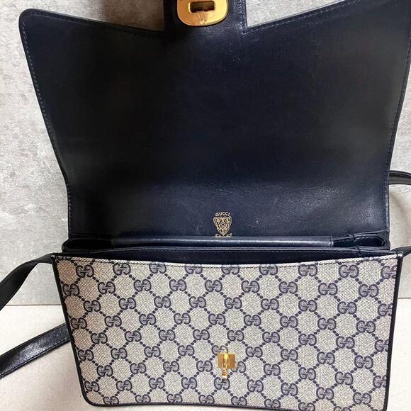 Authentic Gucci GG Supreme Navy Monogram Crossbody Sherry Canvas Shoulder Bag - Picture 12 of 14